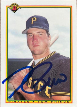 Tom Prince Signed 1990 Bowman Tiffany Baseball Card - Pittsburgh Pirates - PastPros