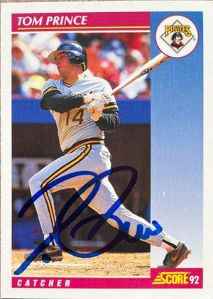 Tom Prince Signed 1992 Score Baseball Card - Pittsburgh Pirates - PastPros