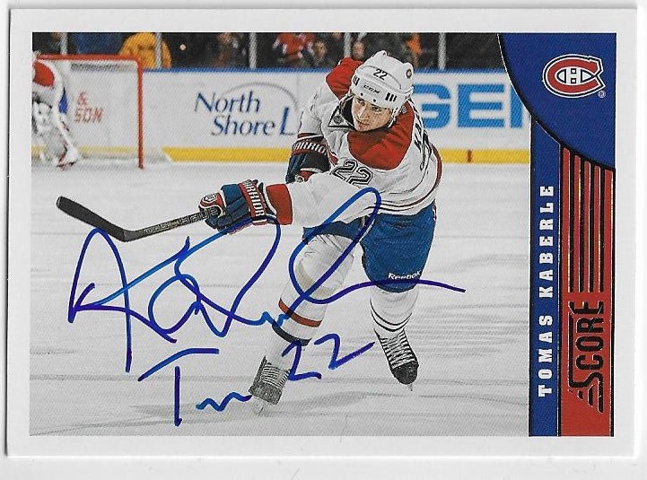Tomas Kaberle Signed 2013 - 14 Score Hockey Card - Montreal Canadiens - PastPros