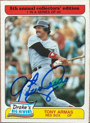 Tony Armas Signed 1985 Topps Drake's Big Hitters Plus Super Pitchers Baseball Card - Boston Red Sox #1