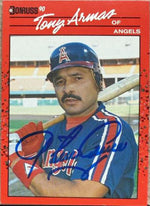 Tony Armas Signed 1990 Donruss Baseball Card - Los Angeles Angels #525