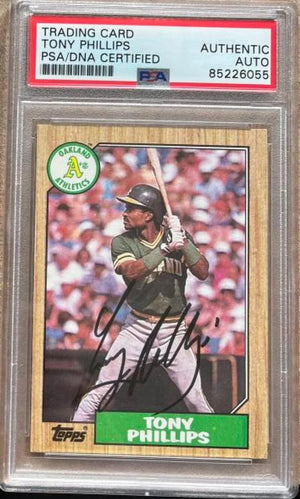Tony Phillips Signed 1987 Topps Baseball Card - Oakland A's - PSA/DNA Authentication