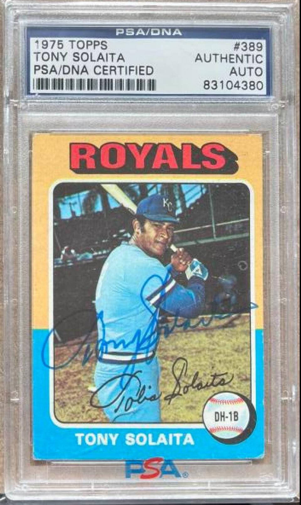 Tony Solaita Signed 1975 Topps Baseball Card - Kansas City Royals PSA/DNA - PastPros