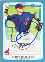 Tony Wolters Signed 2011 Bowman Prospects Blue Baseball Card - Cleveland Indians