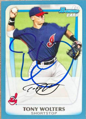 Tony Wolters Signed 2011 Bowman Prospects Blue Baseball Card - Cleveland Indians - PastPros