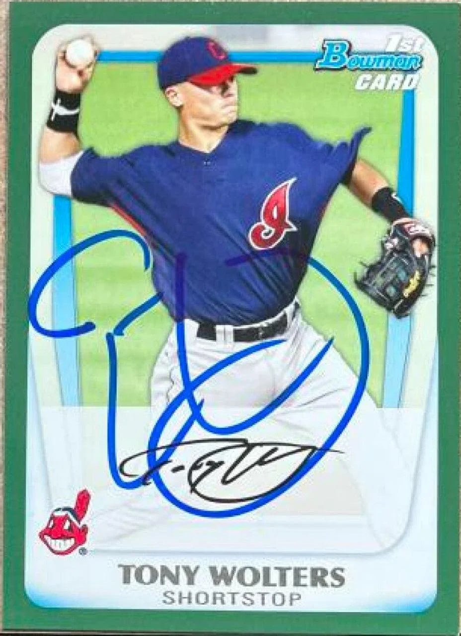 Tony Wolters Signed 2011 Bowman Prospects Green Baseball Card - Cleveland Indians