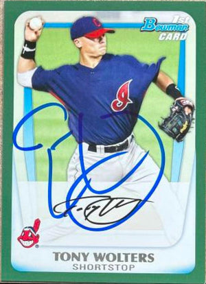 Tony Wolters Signed 2011 Bowman Prospects Green Baseball Card - Cleveland Indians - PastPros
