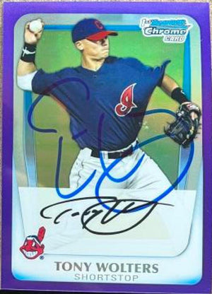 Tony Wolters Signed 2011 Bowman Prospects Purple Refractors Baseball Card - Cleveland Indians - PastPros