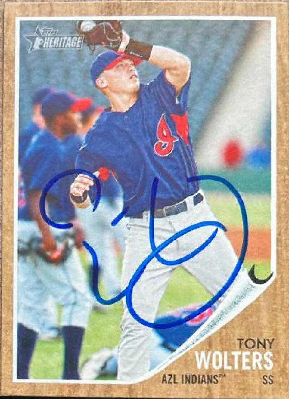 Tony Wolters Signed 2011 Topps Heritage Minor League Baseball Card - Cleveland Indians