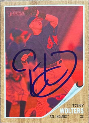 Tony Wolters Signed 2011 Topps Heritage Red Tint Minor League Baseball Card - Cleveland Indians - PastPros