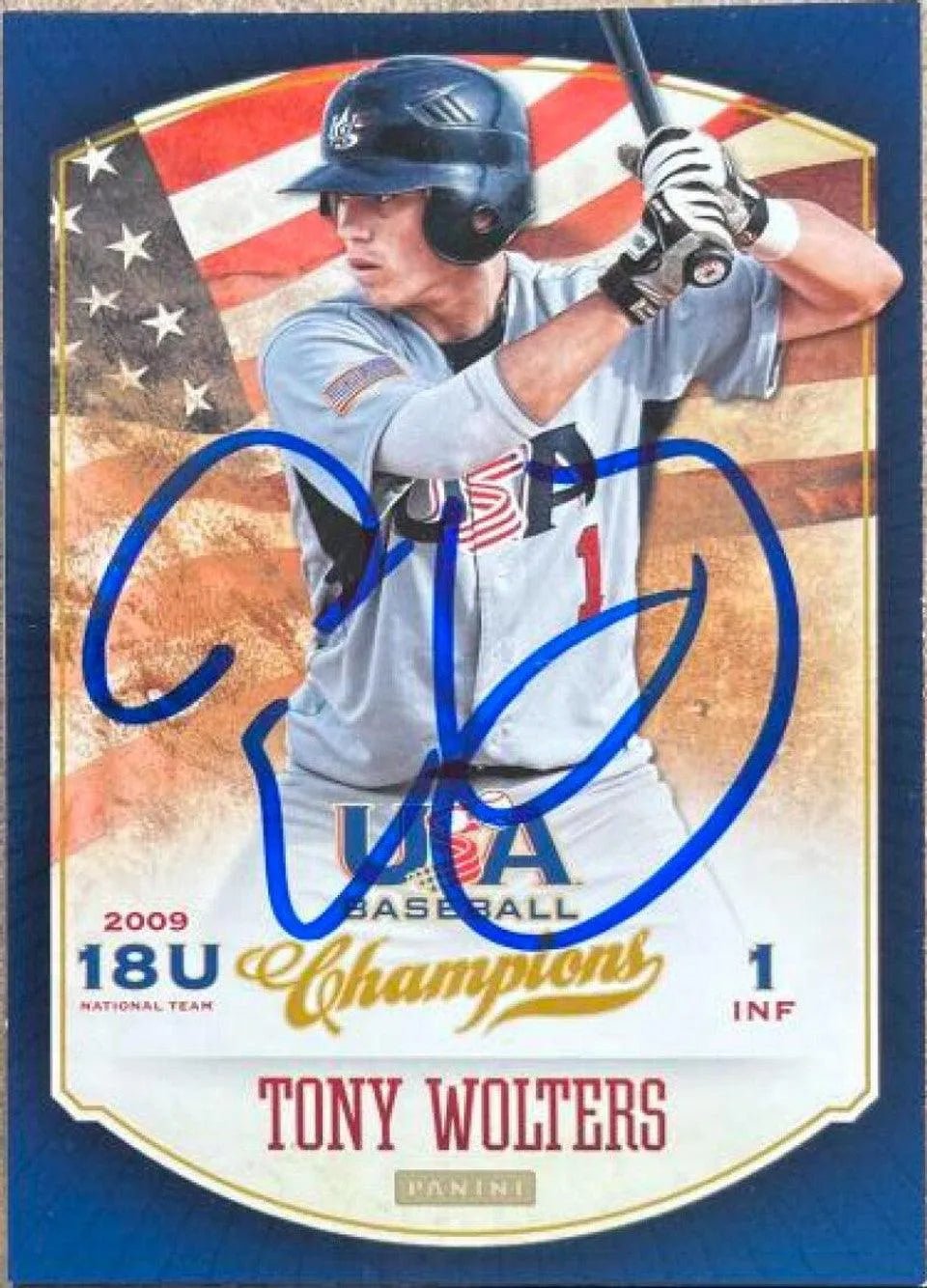 Tony Wolters Signed 2013 Panini Champions Baseball Card - Team USA