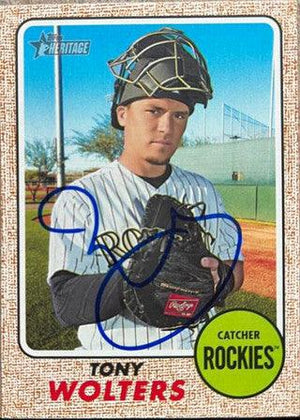 Tony Wolters Signed 2017 Topps Heritage Baseball Card - Colorado Rockies - PastPros