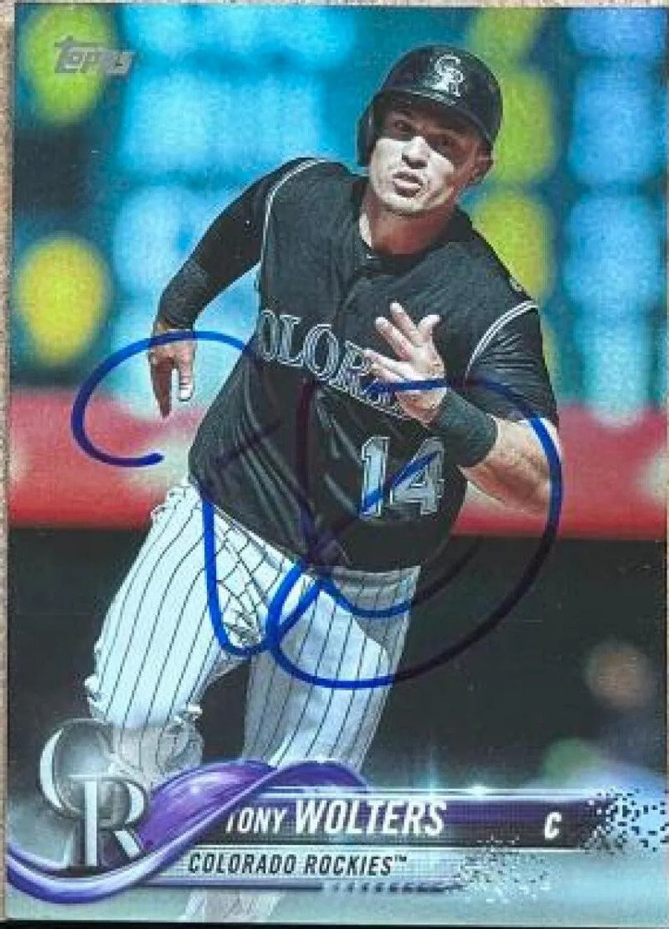 Tony Wolters Signed 2018 Topps Rainbow Foil Baseball Card - Colorado Rockies