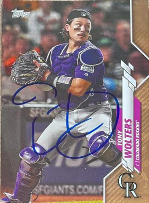 Tony Wolters Signed 2020 Topps Gold Baseball Card - Colorado Rockies - PastPros