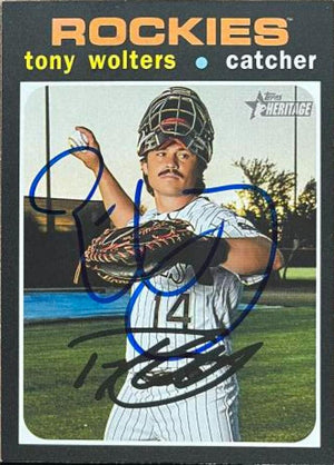 Tony Wolters Signed 2020 Topps Heritage Baseball Card - Colorado Rockies - PastPros