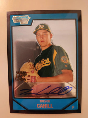 Trevor Cahill Signed 2007 Bowman Chrome Prospects Baseball Card - Oakland A's #BC234 AU