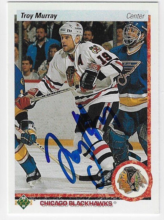 Troy Murray Signed 1990-91 Upper Deck Hockey Card - Chicago Blackhawks