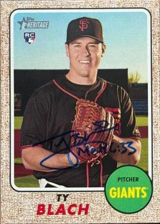 Ty Blach Signed 2017 Topps Heritage Baseball Card - San Francisco Giants