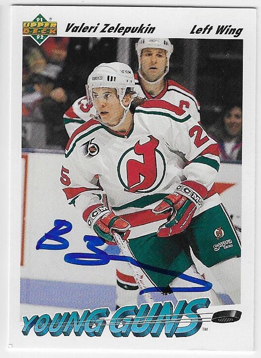 Valeri Zelepukin Signed 1991-92 Upper Deck Young Guns Hockey Card - New Jersey Devils