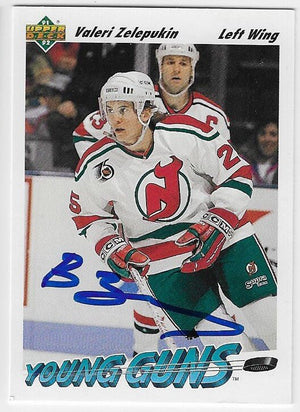 Valeri Zelepukin Signed 1991-92 Upper Deck Young Guns Hockey Card - New Jersey Devils