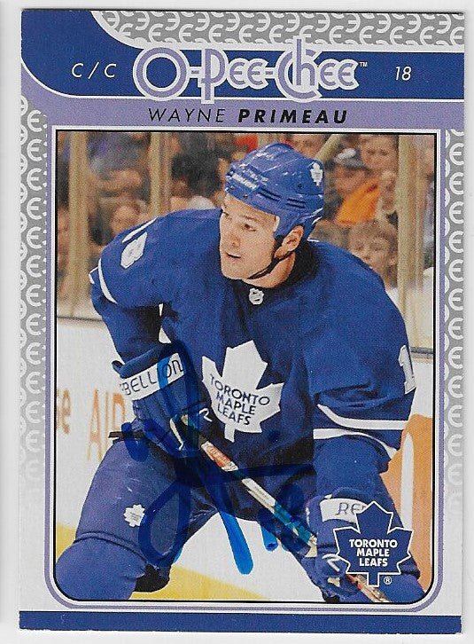 Wayne Primeau Signed 2009 - 10 O - Pee - Chee Hockey Card - Toronto Maple Leafs - PastPros
