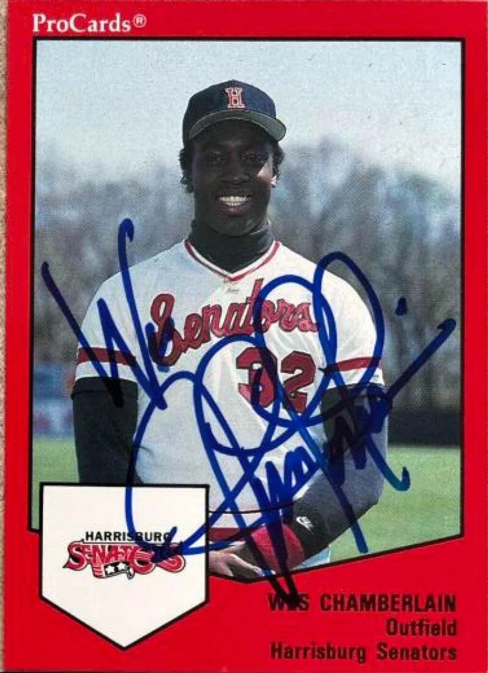 Wes Chamberlain Signed 1989 ProCards Baseball Card - Harrisburg Senators