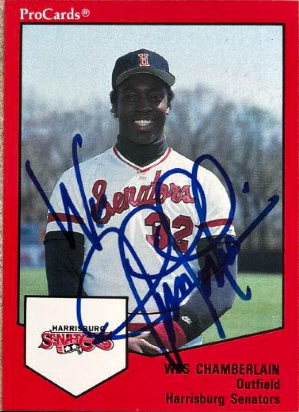 Wes Chamberlain Signed 1989 ProCards Baseball Card - Harrisburg Senators - PastPros