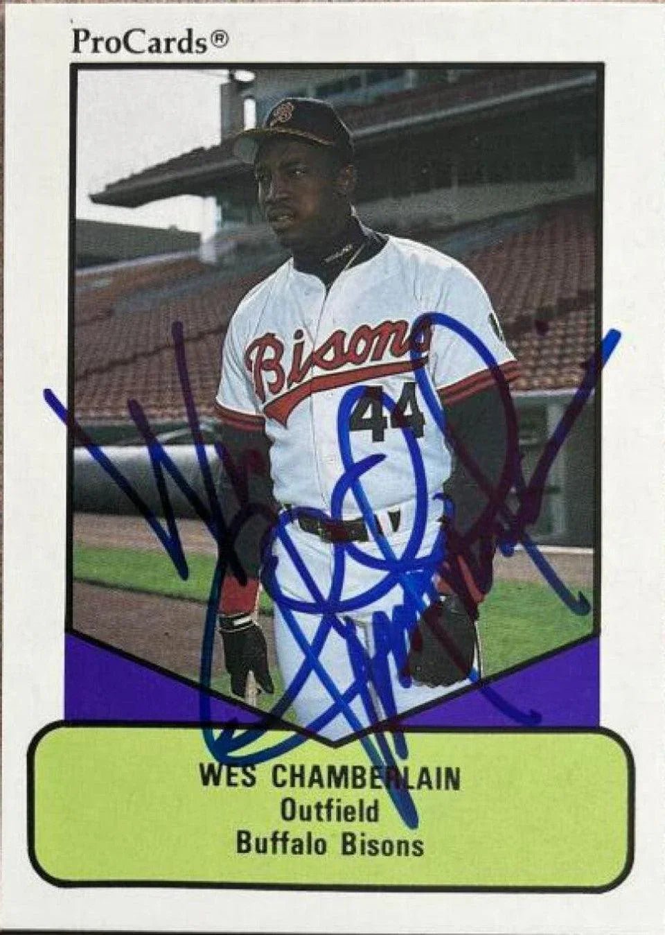 Wes Chamberlain Signed 1990 ProCards AAA Baseball Card - Buffalo Bisons