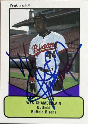 Wes Chamberlain Signed 1990 ProCards AAA Baseball Card - Buffalo Bisons - PastPros