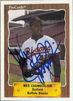 Wes Chamberlain Signed 1990 ProCards Baseball Card - Buffalo Bisons
