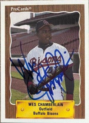 Wes Chamberlain Signed 1990 ProCards Baseball Card - Buffalo Bisons - PastPros