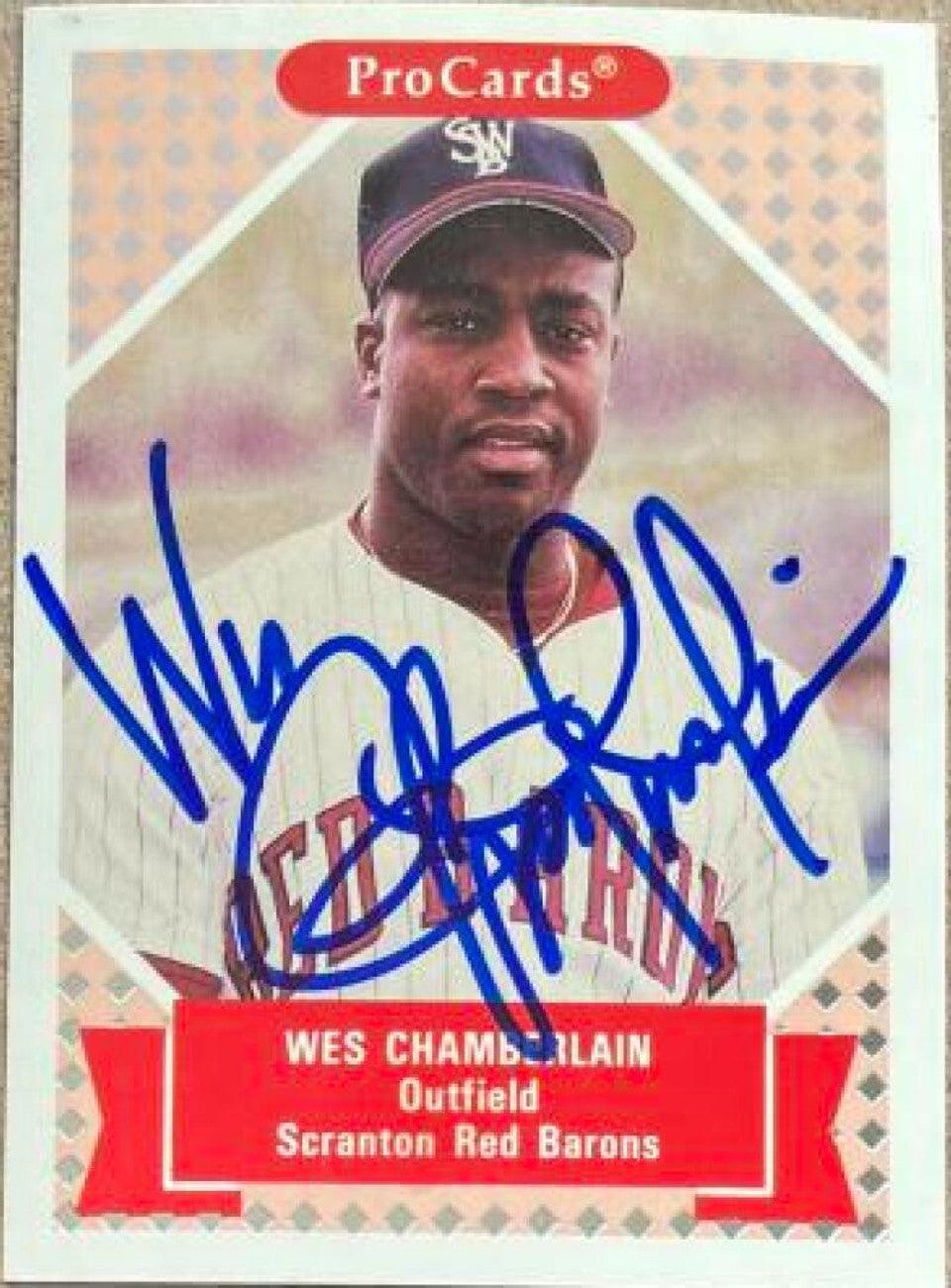 Wes Chamberlain Signed 1991-92 ProCards Tomorrow's Heroes Baseball Card - Scranton Red Barons - PastPros