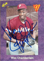 Wes Chamberlain Signed 1991 Classic Baseball Card - Philadelphia Phillies #92
