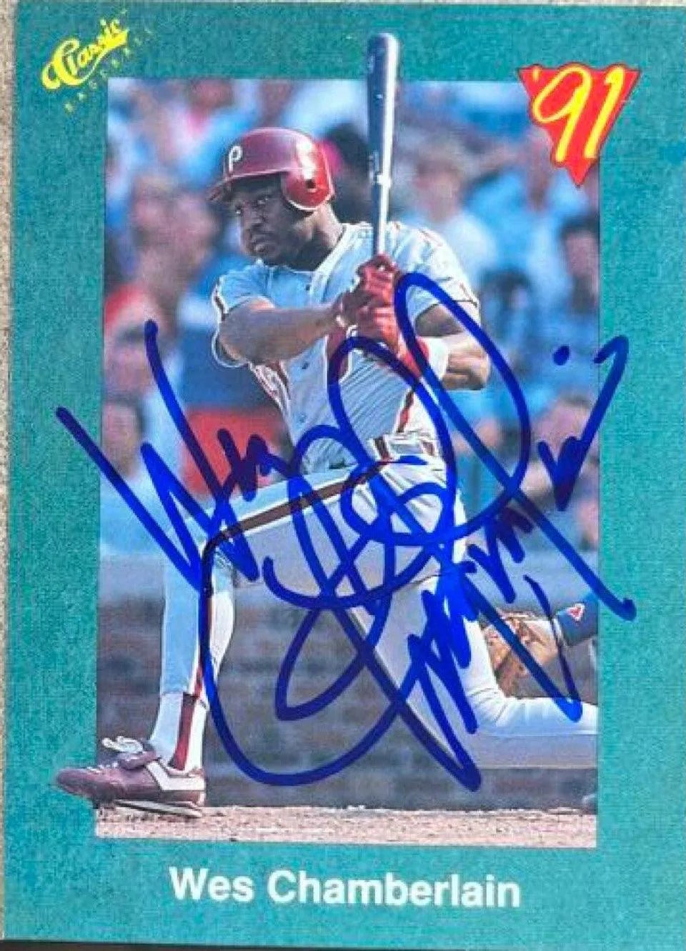 Wes Chamberlain Signed 1991 Classic III Baseball Card - Philadelphia Phillies #T8