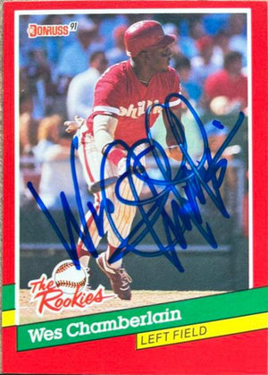 Wes Chamberlain Signed 1991 Donruss Rookies Baseball Card - Philadelphia Phillies - PastPros