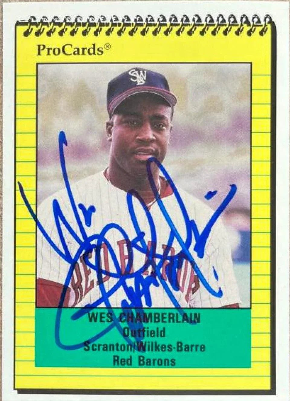 Wes Chamberlain Signed 1991 ProCards Baseball Card - SWB Barons