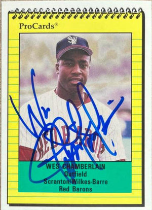Wes Chamberlain Signed 1991 ProCards Baseball Card - SWB Barons - PastPros