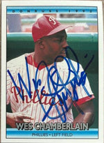 Wes Chamberlain Signed 1992 Donruss Baseball Card - Philadelphia Phillies