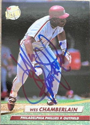 Wes Chamberlain Signed 1992 Fleer Ultra Baseball Card - Philadelphia Phillies - PastPros