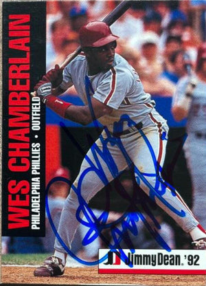Wes Chamberlain Signed 1992 Jimmy Dean Baseball Card - Philadelphia Phillies - PastPros