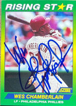 Wes Chamberlain Signed 1992 Score 100 Rising Stars Baseball Card - Philadelphia Phillies