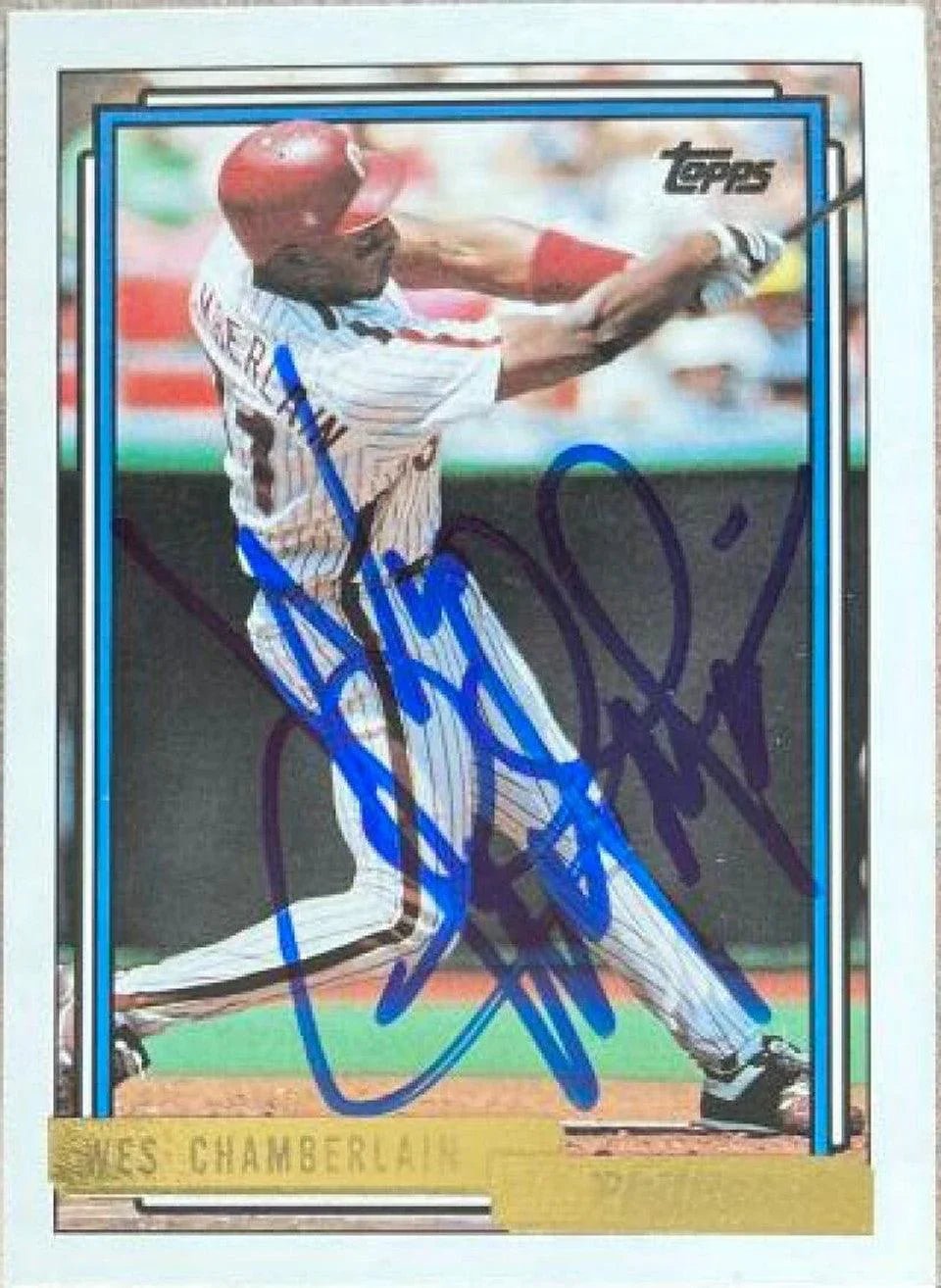 Wes Chamberlain Signed 1992 Topps Gold Baseball Card - Philadelphia Phillies