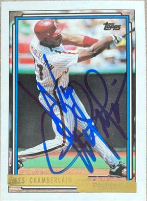Wes Chamberlain Signed 1992 Topps Gold Baseball Card - Philadelphia Phillies - PastPros