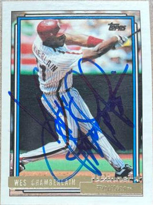 Wes Chamberlain Signed 1992 Topps Gold Winner Baseball Card - Philadelphia Phillies - PastPros