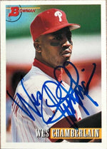 Wes Chamberlain Signed 1993 Bowman Baseball Card - Philadelphia Phillies