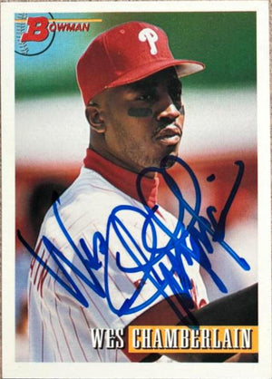 Wes Chamberlain Signed 1993 Bowman Baseball Card - Philadelphia Phillies - PastPros