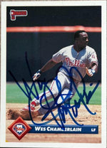 Wes Chamberlain Signed 1993 Donruss Baseball Card - Philadelphia Phillies - PastPros