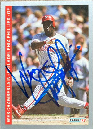 Wes Chamberlain Signed 1993 Fleer Baseball Card - Philadelphia Phillies - PastPros