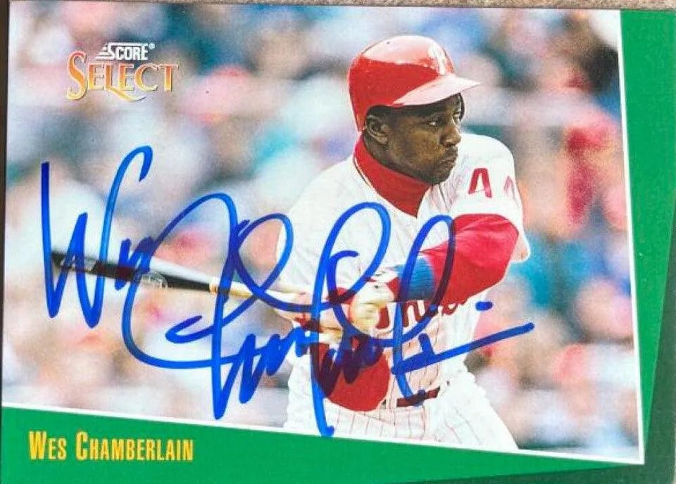 Wes Chamberlain Signed 1993 Score Select Baseball Card - Philadelphia Phillies