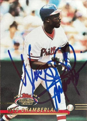 Wes Chamberlain Signed 1993 Stadium Club Baseball Card - Philadelphia Phillies
